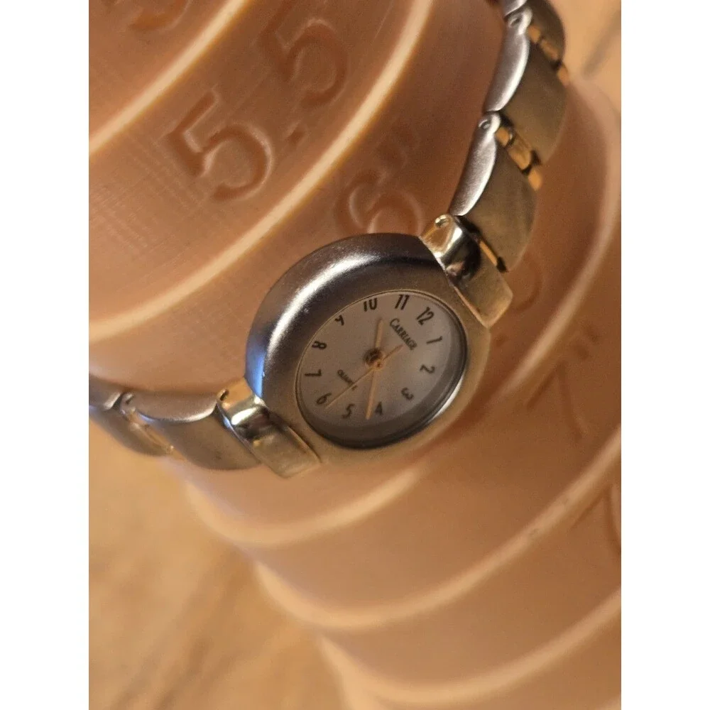 Carriage Round Stainless Steel Ladies' Analog Watch. New Battery. 6.5